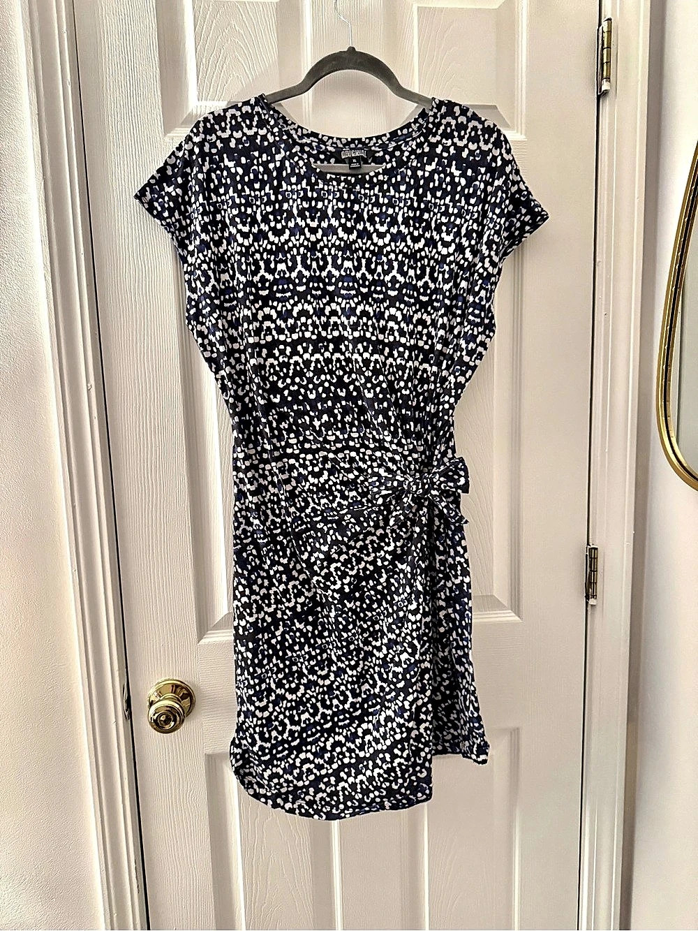 Original Animal Print Mini Dress in Blue & White Size XL Like New